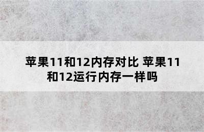 苹果11和12内存对比 苹果11和12运行内存一样吗